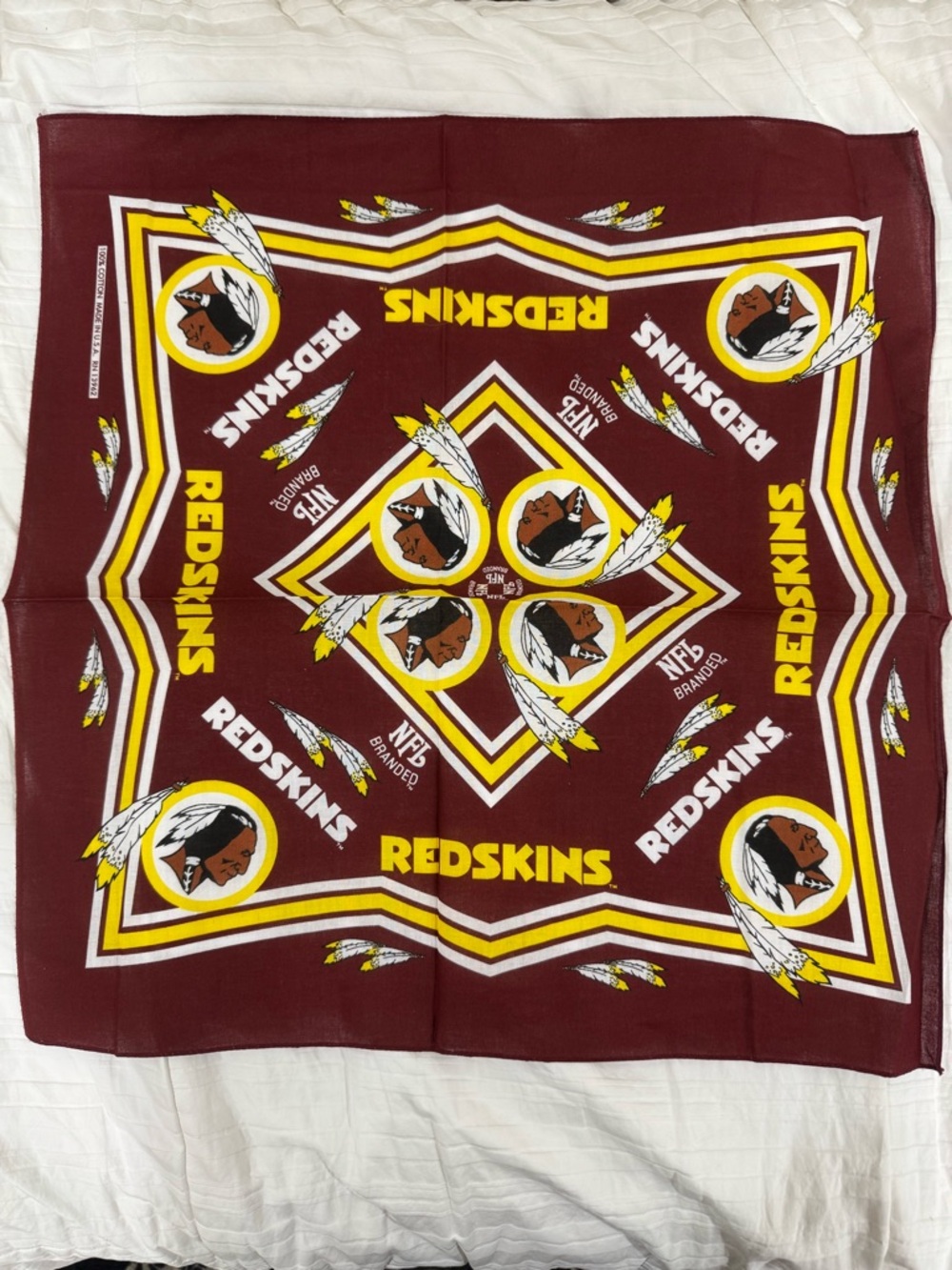 20 NFL Branded Redskins Bandana in Burgundy Yellow White
